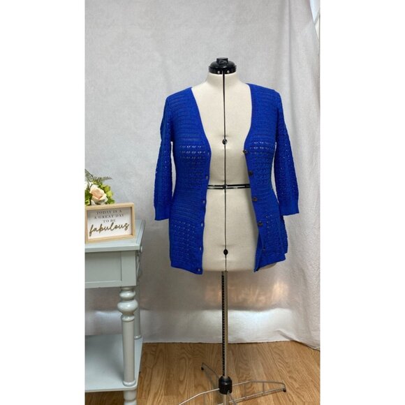 NWT DKNY Jeans women's blue knit cardigan. Size large. New with tags. - Picture 1 of 3